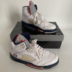 Nike Air Jordan 5 Retro White/Varsity Red-Mid Navy 9